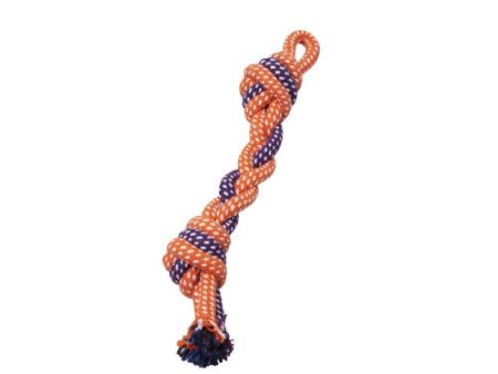 Bud z Jouet de corde pour chien - Tresse avec 2 nœuds - Orange et mauve For Discount