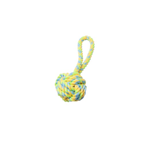 Bud z Jouet de corde pour chien - Pomme de touline avec boucle - Vert et jaune Sale