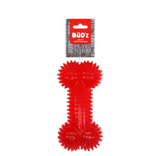 Bud z Jouet en caoutchouc pour chien - Os à pointes - Rouge For Discount