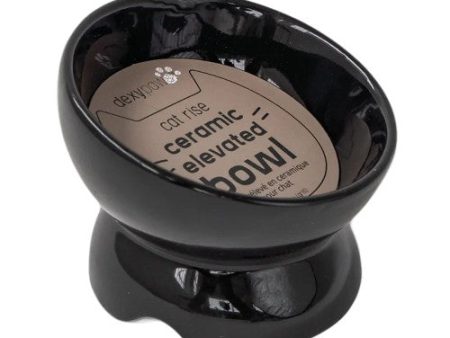 Dexypaws Bol surélevé en céramique pour chat 7 oz, Noir Discount