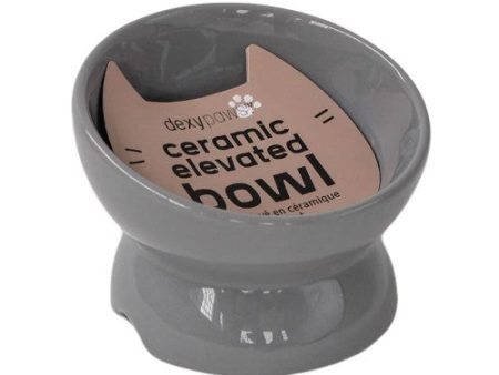 Dexypaws Bol surélevé en céramique pour chat 7 oz, Gris For Discount