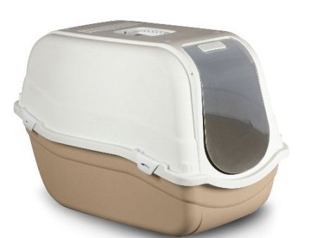 Bergamo Bac à Litière avec Dome Romeo Maxi Eco, Beige et blanc For Sale