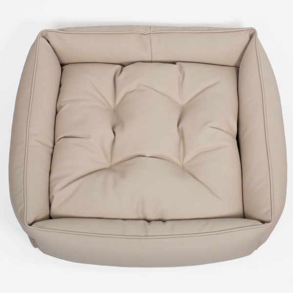 Box Bed With Removable Covers in Rhino Tough Sand Faux Leather by Lords & Labradors For Discount