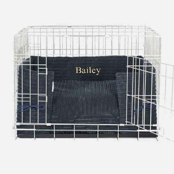 Dog Crate Bumper in Navy Essentials Plush by Lords & Labradors For Sale