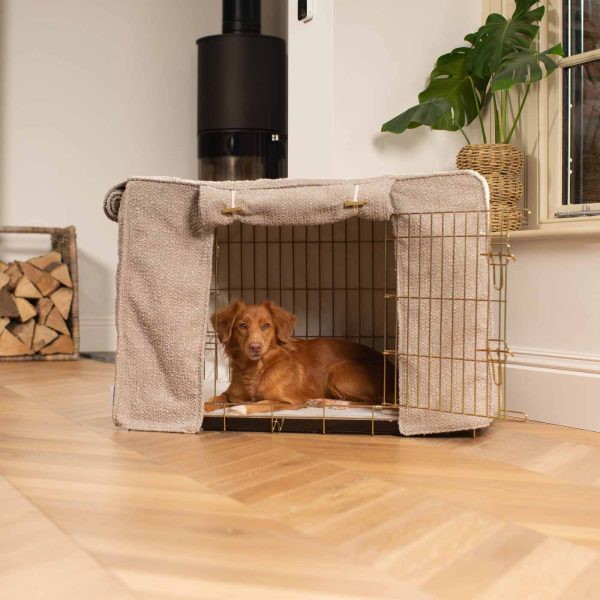 Dog Crate Cover in Mink Bouclé by Lords & Labradors on Sale