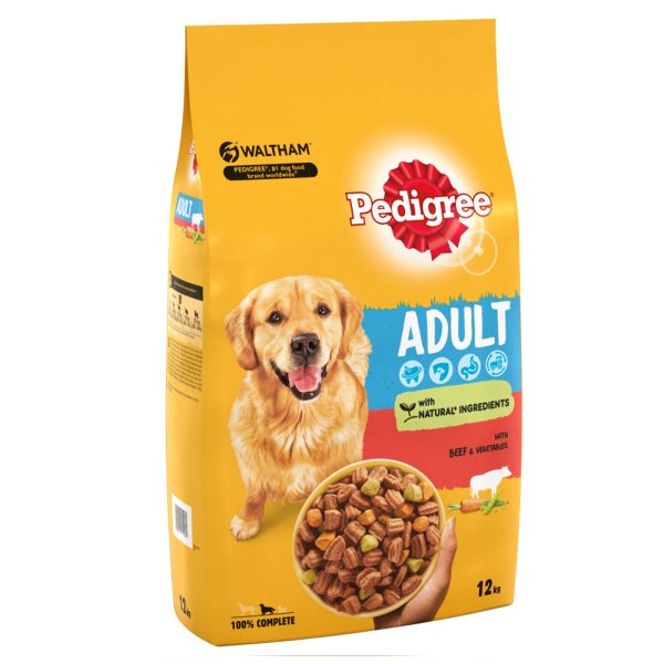 Pedigree Adult Dog Complete Dry Food with Beef & Vegetables 12KG Supply