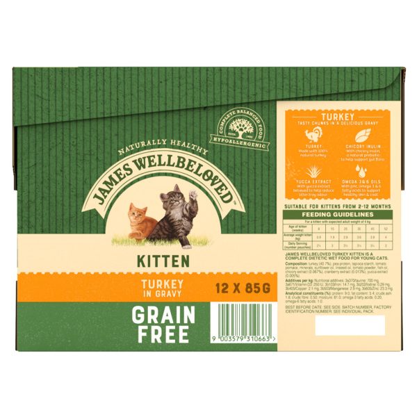 James Wellbeloved Kitten Turkey in Gravy Wet Food (12 x 85g) For Sale