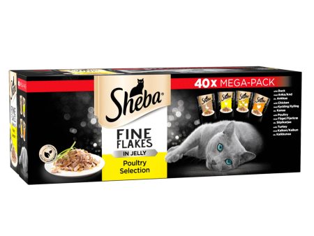 Sheba Fine Flakes Cat Pouches Poultry Collection in Jelly (40x85g) For Cheap