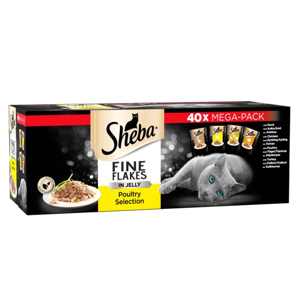 Sheba Fine Flakes Cat Pouches Poultry Collection in Jelly (40x85g) For Cheap