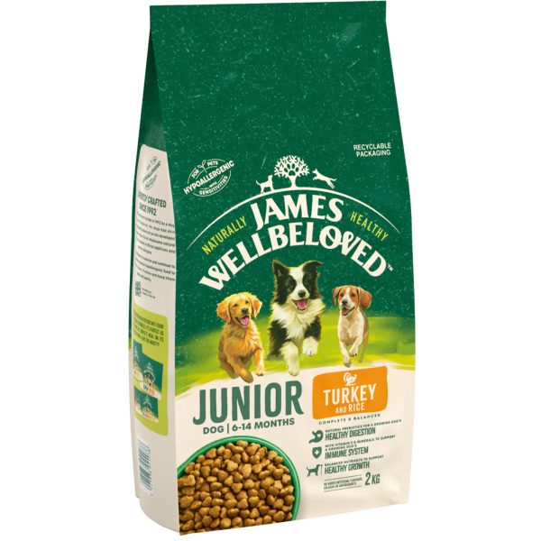 James Wellbeloved Turkey & Rice Junior Dog Food 2KG on Sale