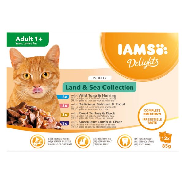 Iams Cat Delights Wet Land & Sea Collection In Jelly (48 x 85g) Discount