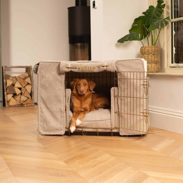 Dog Crate Set In Mink Bouclé by Lords & Labradors Online now