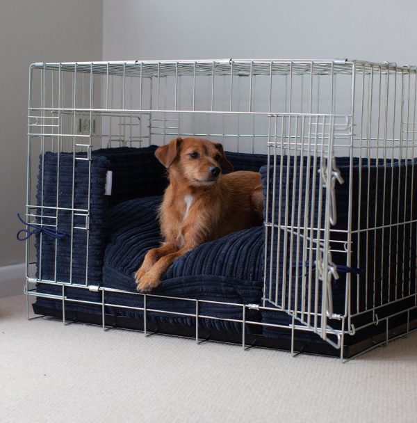 Dog Crate Bumper in Navy Essentials Plush by Lords & Labradors For Sale