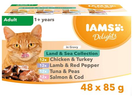 Iams Cat Delights Wet Land & Sea Collection In Gravy (48 x 85g) Online Hot Sale