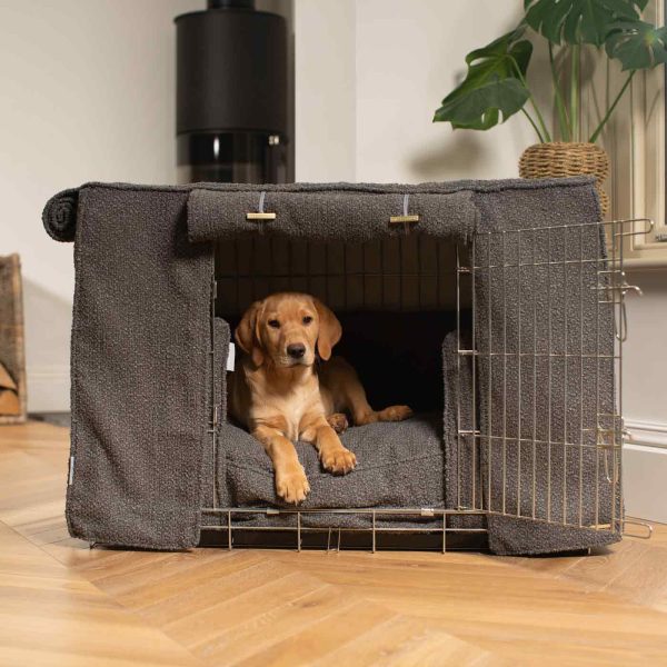 Dog Crate Set In Granite Bouclé by Lords & Labradors For Sale