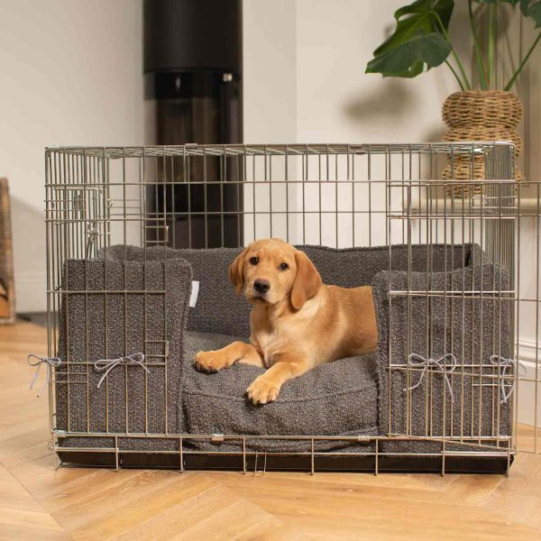 Dog Crate Bumper in Granite Bouclé by Lords & Labradors Supply