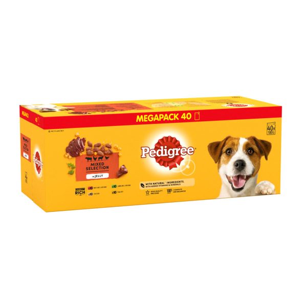 Pedigree Adult Dog Pouches Mixed Selection in Jelly Mega Pack (40x100g) Discount