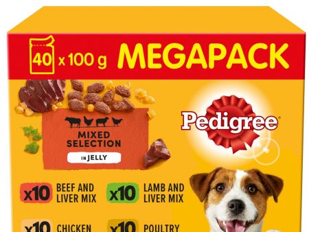 Pedigree Adult Dog Pouches Mixed Selection in Jelly Mega Pack (40x100g) Discount