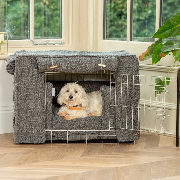 Dog Crate Cover in Granite Bouclé by Lords & Labradors Fashion