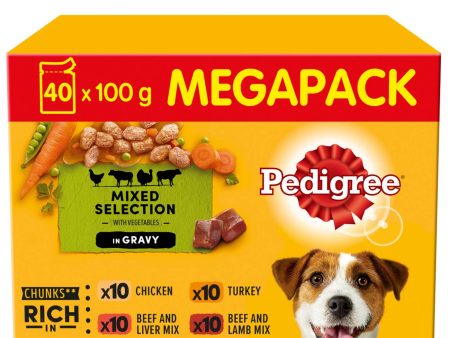 Pedigree Adult Dog Pouches Mixed Selection in Gravy Mega Pack (40x100g) Sale