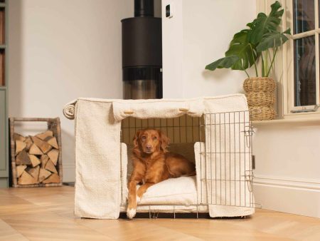 Dog Crate Set In Ivory Bouclé by Lords & Labradors Online