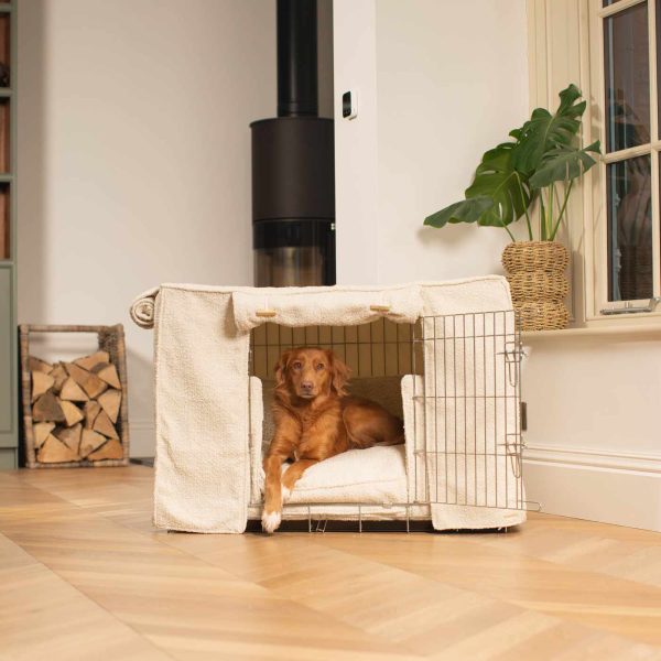 Dog Crate Set In Ivory Bouclé by Lords & Labradors Online