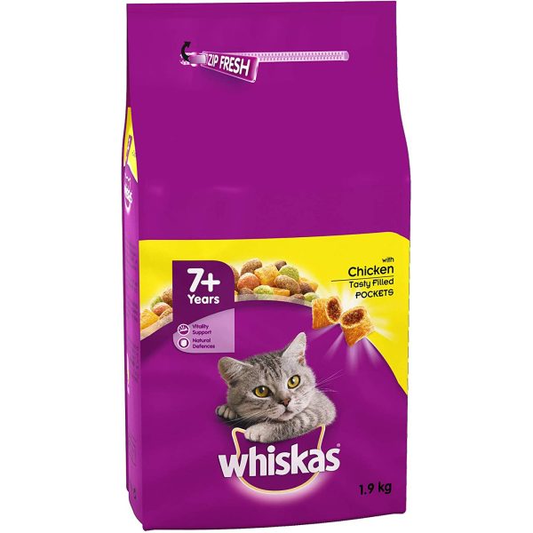 Whiskas 7+ Senior Cat Complete Dry Food with Chicken 1.9KG For Discount