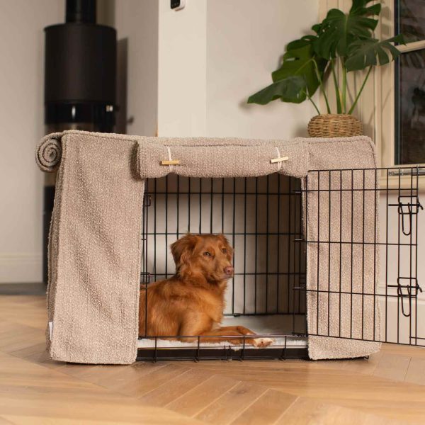 Dog Crate Cover in Mink Bouclé by Lords & Labradors on Sale