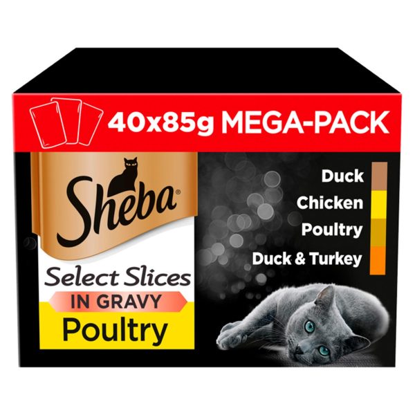 Sheba Select Slices Cat Pouches Poultry Collection in Gravy (40x85g) Hot on Sale