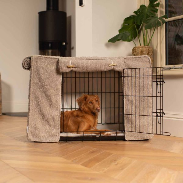 Dog Crate Cover in Mink Bouclé by Lords & Labradors on Sale