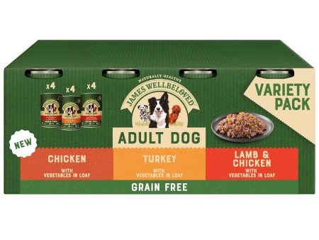 James Wellbeloved Grain Free Turkey, Lamb, & Chicken in Loaf Can Adult Dog Food (12 x 400g) on Sale