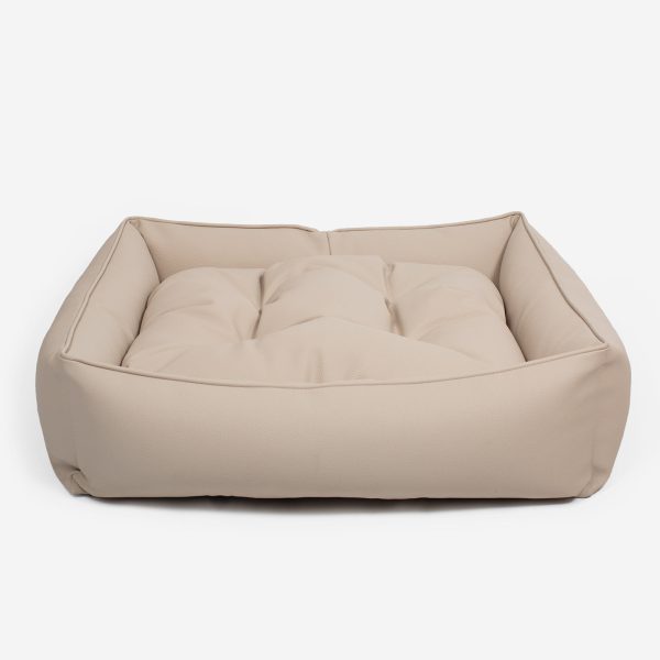 Box Bed With Removable Covers in Rhino Tough Sand Faux Leather by Lords & Labradors For Discount