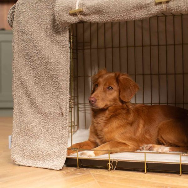 Dog Crate Cover in Mink Bouclé by Lords & Labradors on Sale