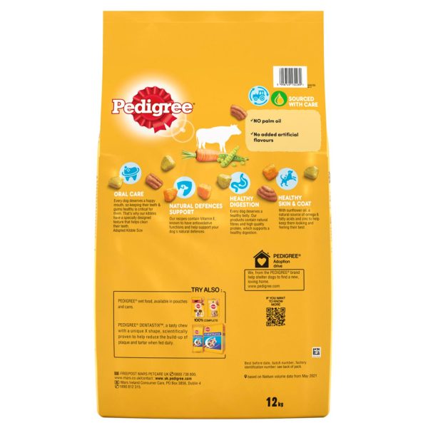 Pedigree Adult Dog Complete Dry Food with Beef & Vegetables 12KG Supply