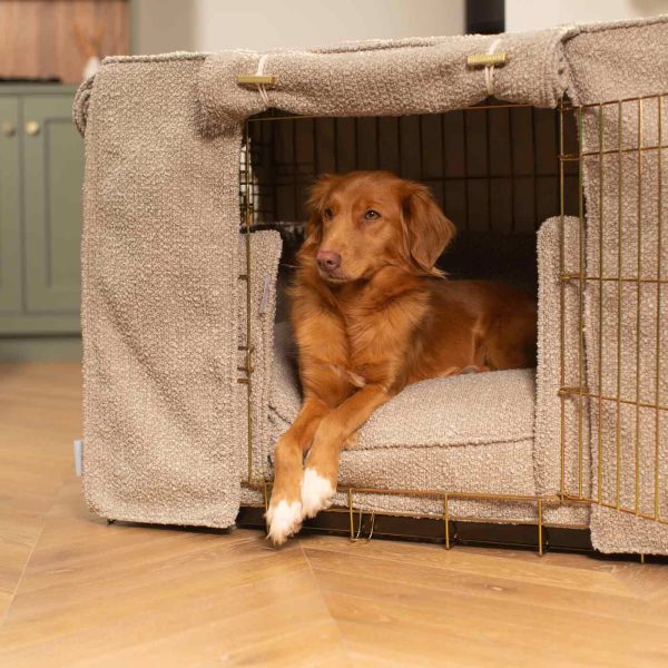 Dog Crate Set In Mink Bouclé by Lords & Labradors Online now