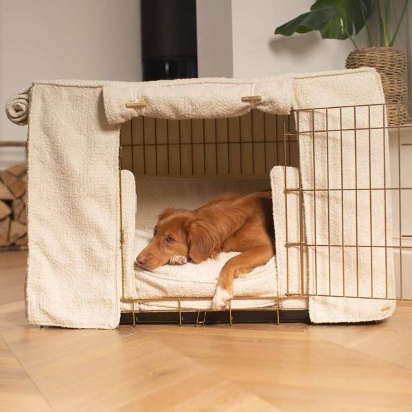 Dog Crate Set In Ivory Bouclé by Lords & Labradors Online