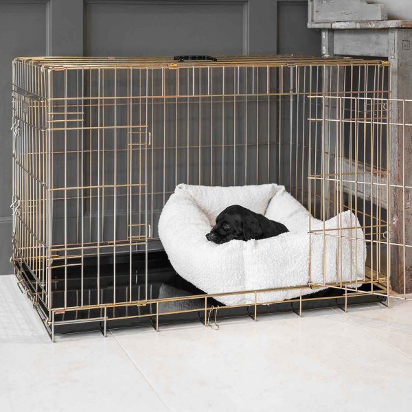 Cosy & Calming Puppy Crate Bed With Removable Covers in Ivory Bouclé by Lords & Labradors For Cheap