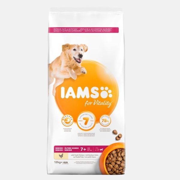 IAMS Vitality Large Breed Senior Food with Fresh Chicken 12KG Fashion