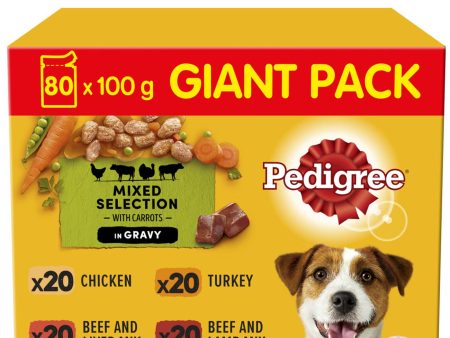 Pedigree Adult Dog Pouches Mixed Selection in Gravy XL Mega Pack (80x100g) Sale