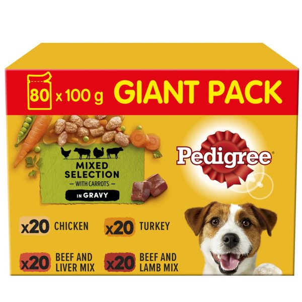 Pedigree Adult Dog Pouches Mixed Selection in Gravy XL Mega Pack (80x100g) Sale