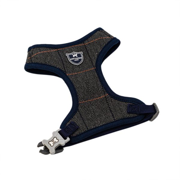 Hugo & Hudson Grey Checked Herringbone Dog Harness Discount