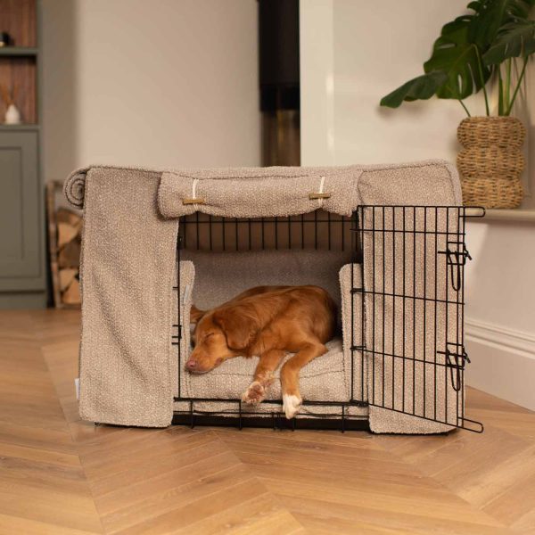 Dog Crate Set In Mink Bouclé by Lords & Labradors Online now