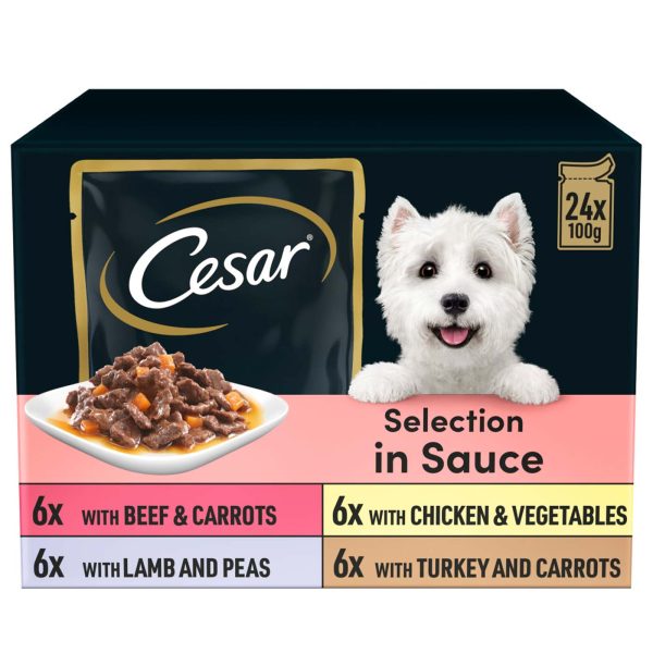 Cesar Deliciously Fresh Favourites in Sauce Adult Dog Food Pouches (24x100g) Online Sale