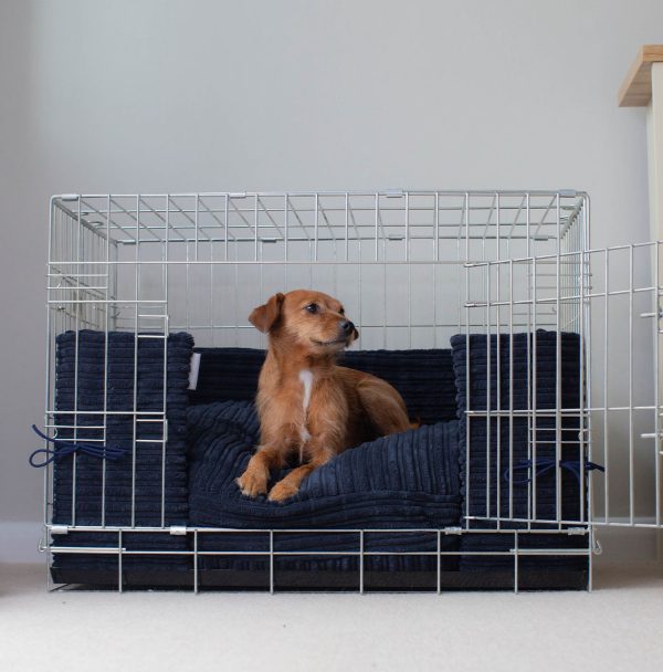 Dog Crate Bumper in Navy Essentials Plush by Lords & Labradors For Sale